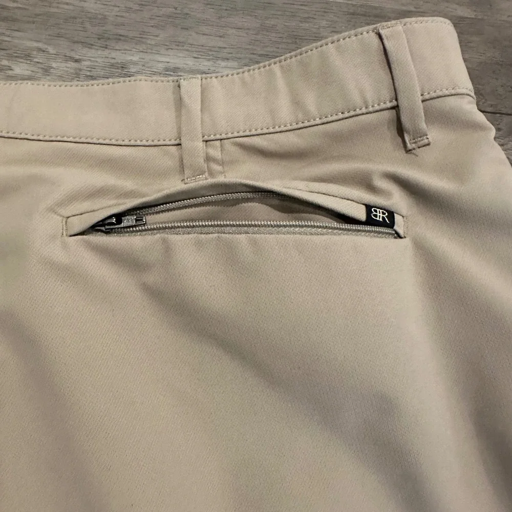 Banana Republic Mens Performance Golf Pants Tan Khaki Chino 38x34 Stretch Zipper
